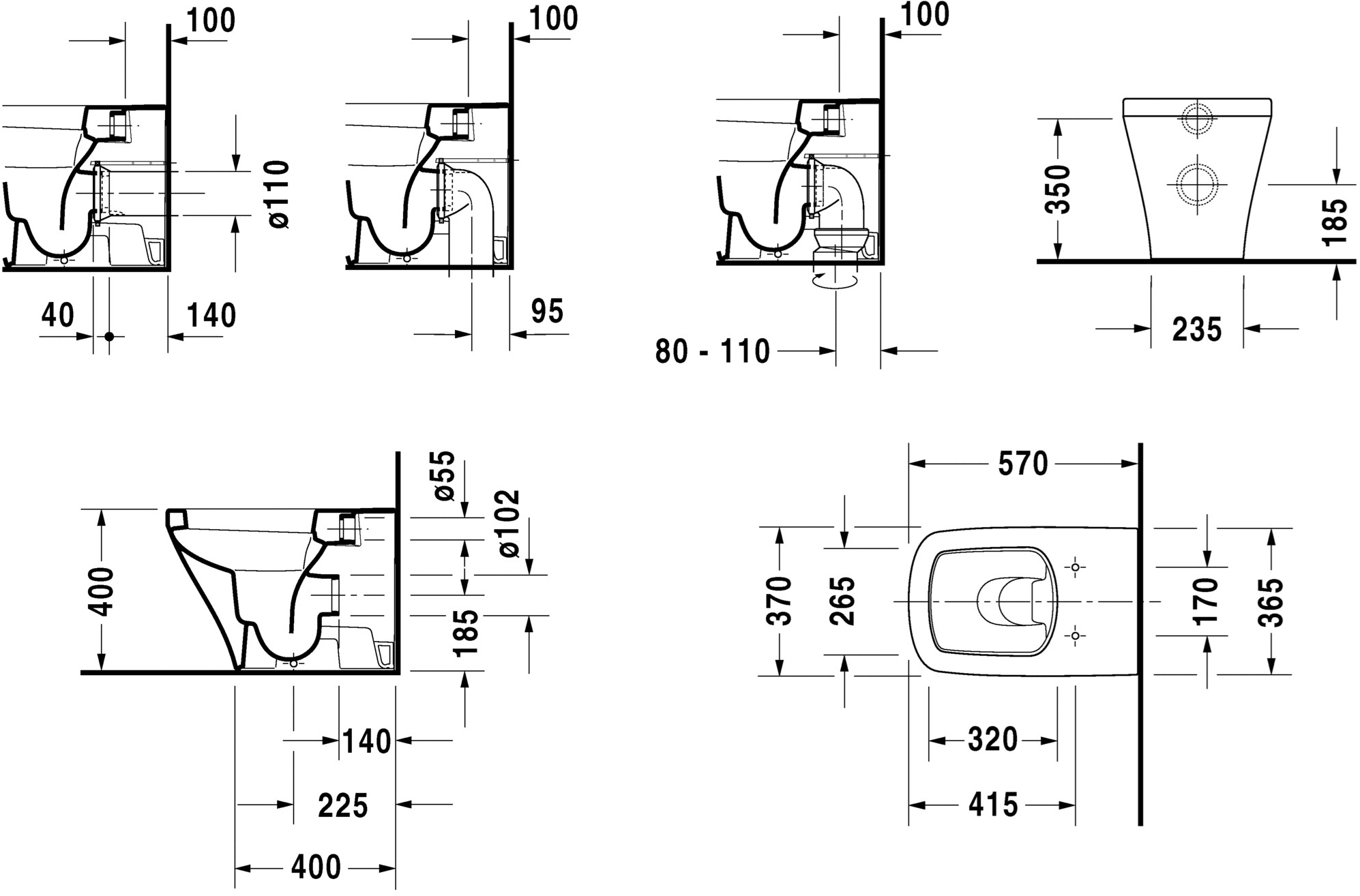 215009 Приставной унитаз напольный Белый Duravit Durastyle Германия - Вид №2