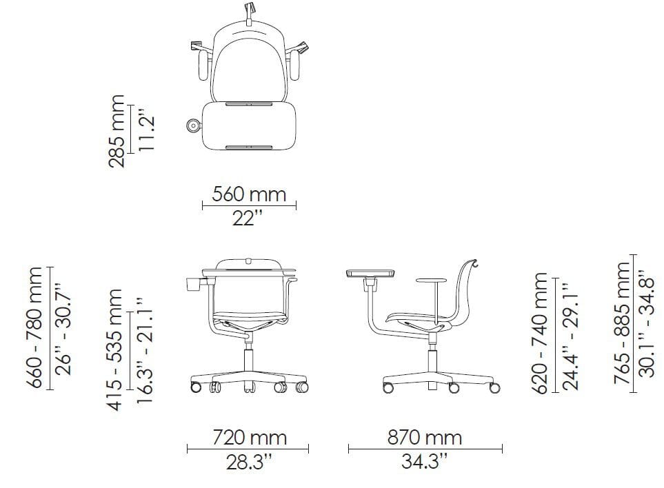 Стул конференции с подлокотниками 5 спиц Howe SixE ARCH-00014553 - Вид №3
