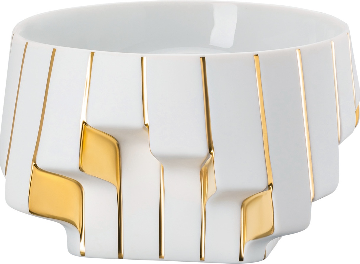 10640567 Rosenthal Чаша Rosenthal Полосы 16см, фарфор, белая, золотая (Заха Хадид) Фарфор 