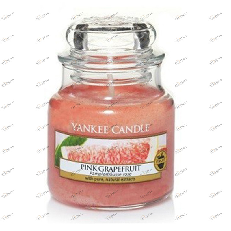 Свеча маленькая в стеклянной банке Розовый "Грейпфрут" Pink grapefruit 104гр 25-45 часов YANKEE CANDLE  267933 Розовый 