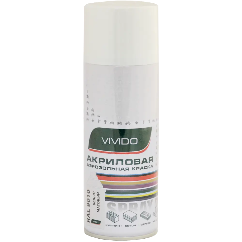 Краска аэрозольная Vivido матовая цвет белый RAL 9010 STLM-2129080