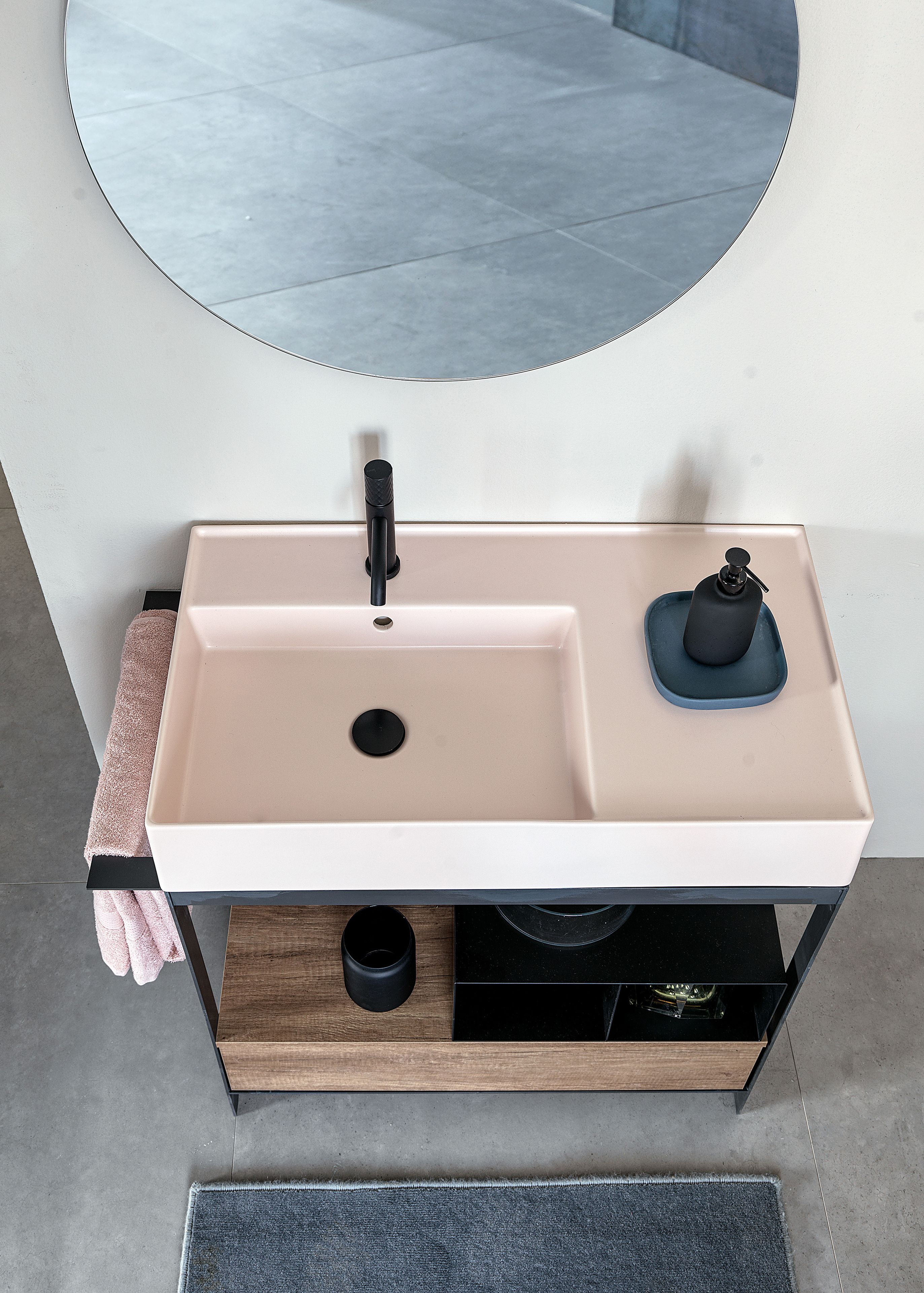 Металлический умывальник с держателем для полотенец Scarabeo Ceramiche ARCH-00025641