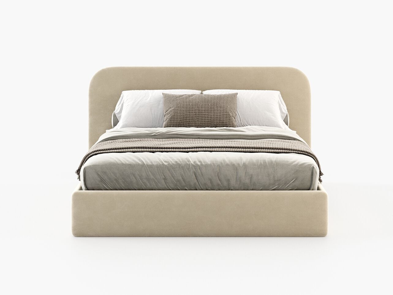 Двуспальная кровать из ткани с мягким изголовьем Laskasas Origin ARCH-00056664