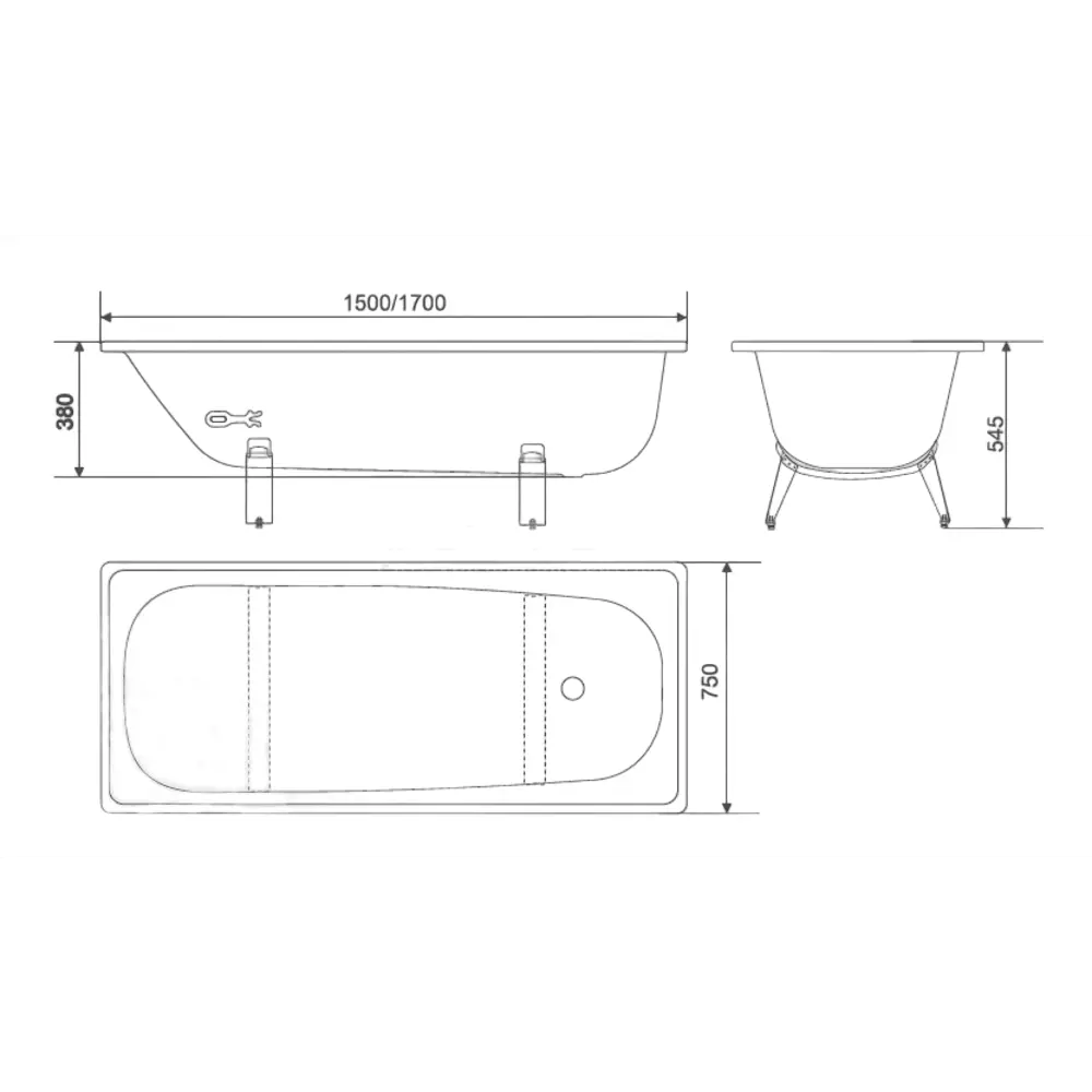 Ванна Classic стальная 150x75 см ножки в комплекте Santreyd STLM-2044473 - Вид №1