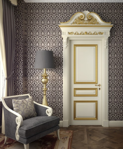 V3-1 Tifernoit Лакированная дверь с рамами из листового золота Porte