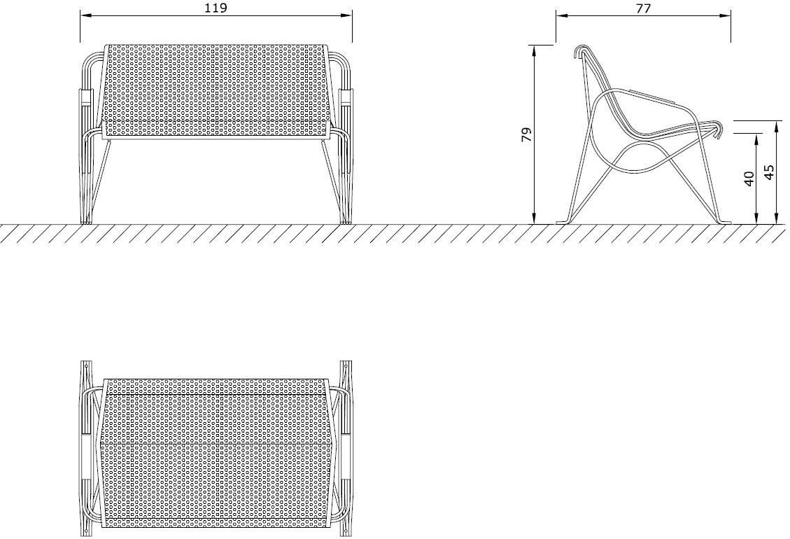 Euroform W Скамья металлическая с подлокотниками со спинкой  53m, 54m, 55m  - Вид №5