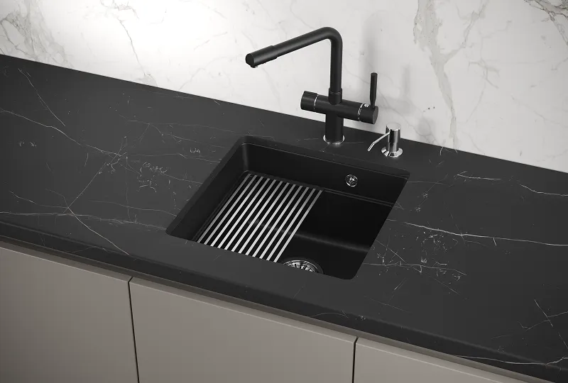 KS-4501U, ШВАРЦ (чёрный металлик), кухонная мойка, кварц GRANULA Kitchen Space 4501U-ST293