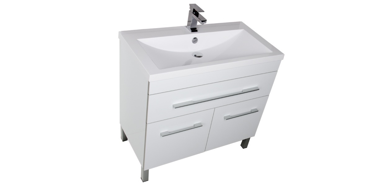 Комплект мебели Aquanet Верона 90 белый (напольный 1 ящик 2 дверцы) 00182948 - Вид №3