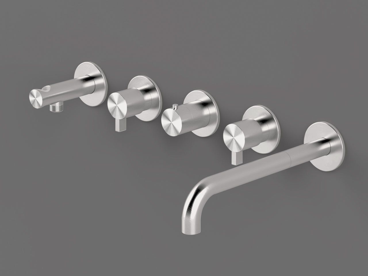 Стальной термостатический настенный смеситель для ванны с переключателем Radomonte Toox ARCH-00119135 - Вид №6