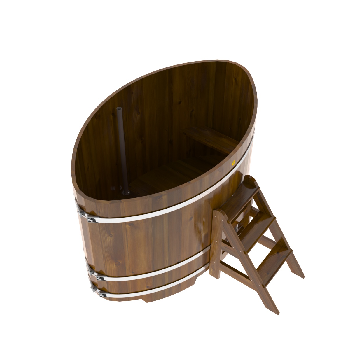 2299 Купель овальная из лиственницы Рустик 1,15х1,83х1,2 морёная Alyarus  - Вид №2