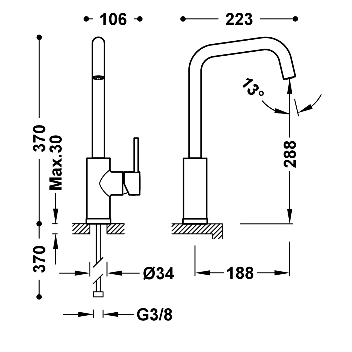 КУХОННЫЙ смеситель с одной ручкой для кухни-23044007 TRES Kitchen - Вид №1