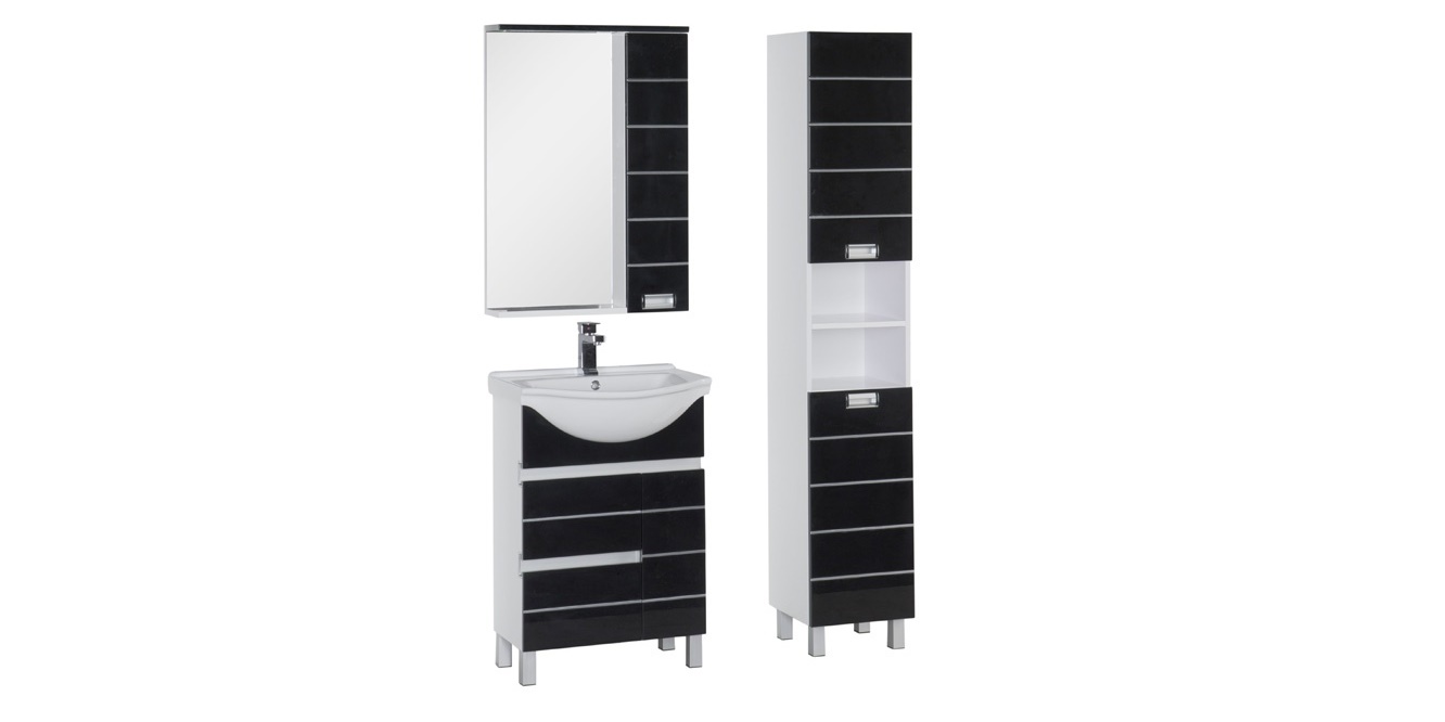 Комплект мебели Aquanet Доминика 60 черный 00172404 - Вид №1