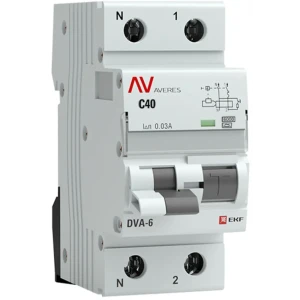 Дифференциальный автомат EKF Averes DVA-6 1P N C40 A 30 мА 6 кА A 84579912 STLM-2046349