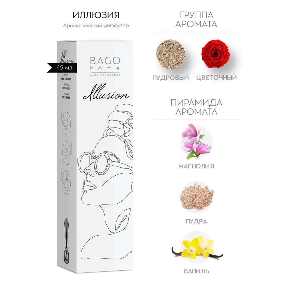 Ароматический диффузор Bago Home Иллюзия BAB0144 45 мл 87474419 STLM-2058879  - Вид №1