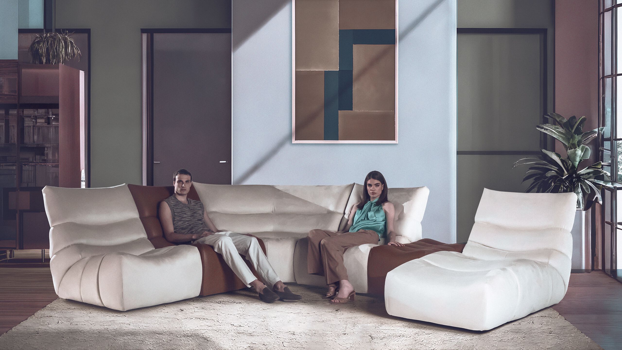 Кожаный модульный угловой диван Calia Italia Modular ARCH-00000790 - Вид №4