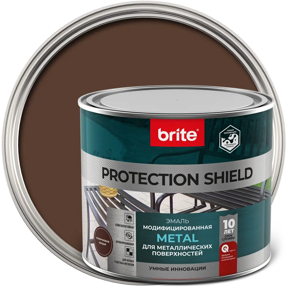 Грунт-эмаль по ржавчине Brite Protect Shield цвет коричневый 2 л STLM-2014637