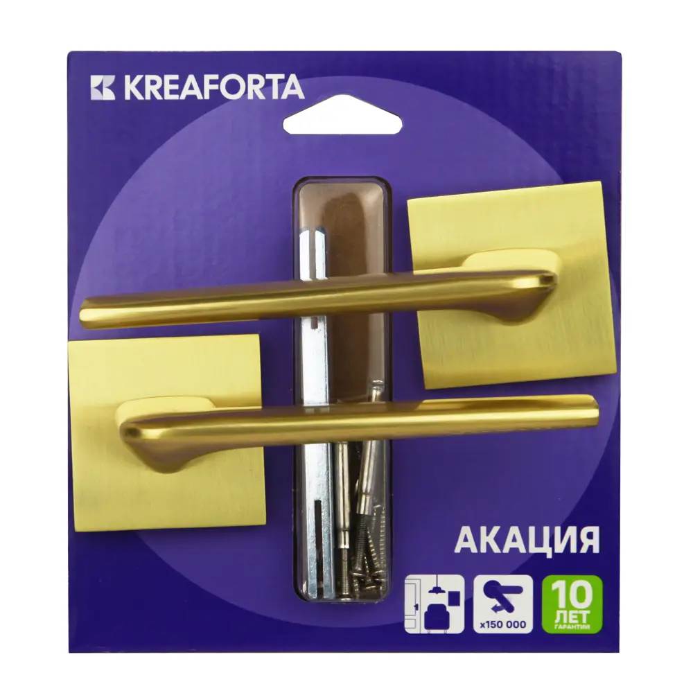 Дверная ручка на розетке KREAFORTA Акация без запирания цвет золото STLM-2051281 - Вид №3