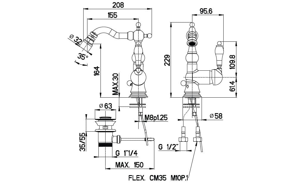 Смеситель для биде с одной ручкой Gaia Mobili Complements ARCH-00000649 - Вид №2