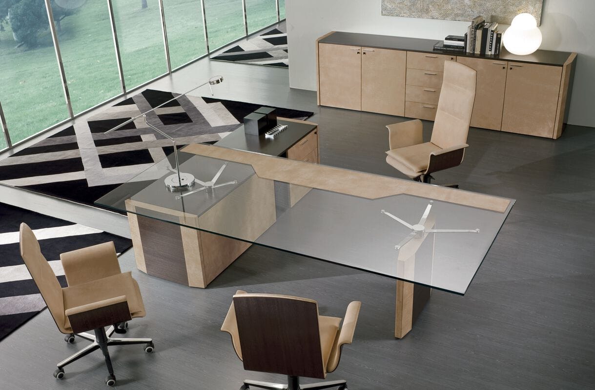 Стеклянный направленный угловой стол с ящиками i 4 Mariani De_Symetria ARCH-00065663 - Вид №2