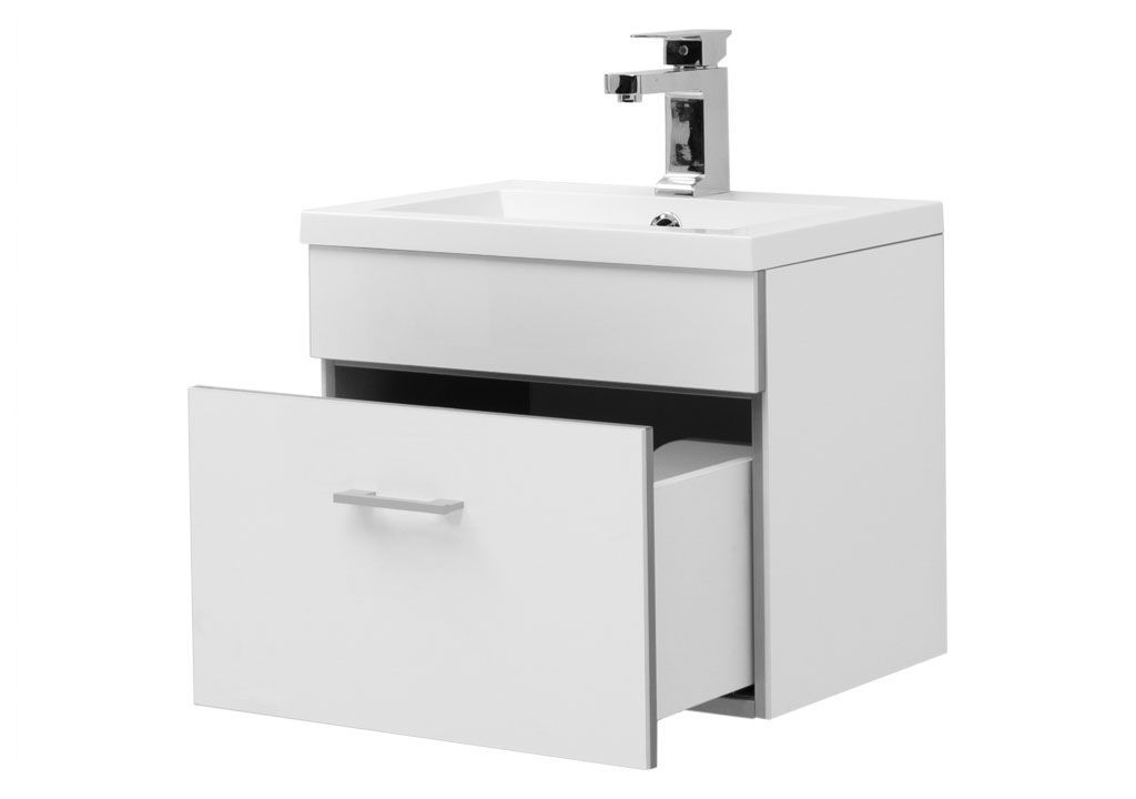 Тумба под раковину Aquanet Верона 50 белый (подвесная 1 ящик) sun-id-275335 - Вид №3