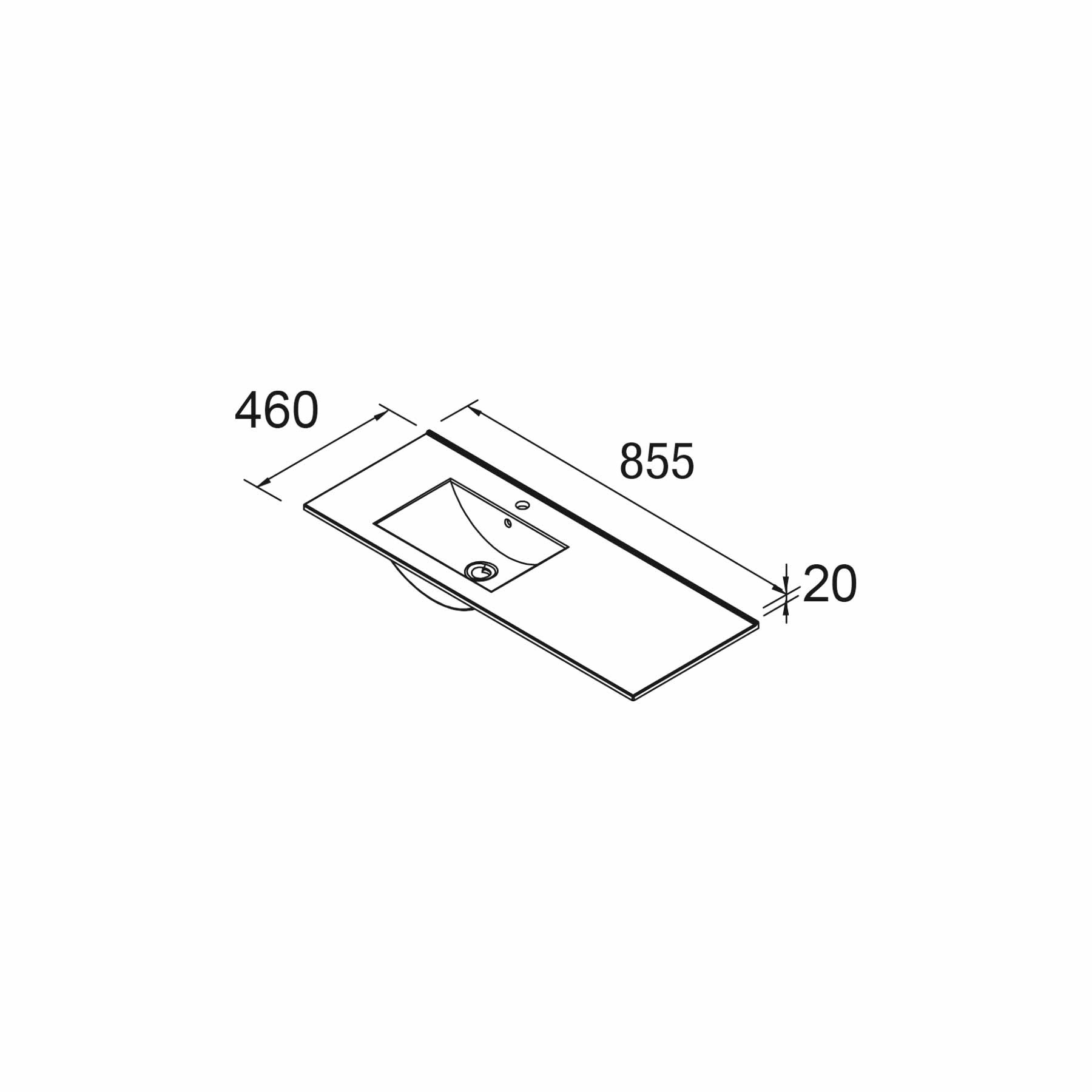 21090 SALGAR Раковина IBERIA 855 тумба для хранения справа БЕЛЫЙ ФАРФОР 855 x 20 x 460 мм  - Вид №4