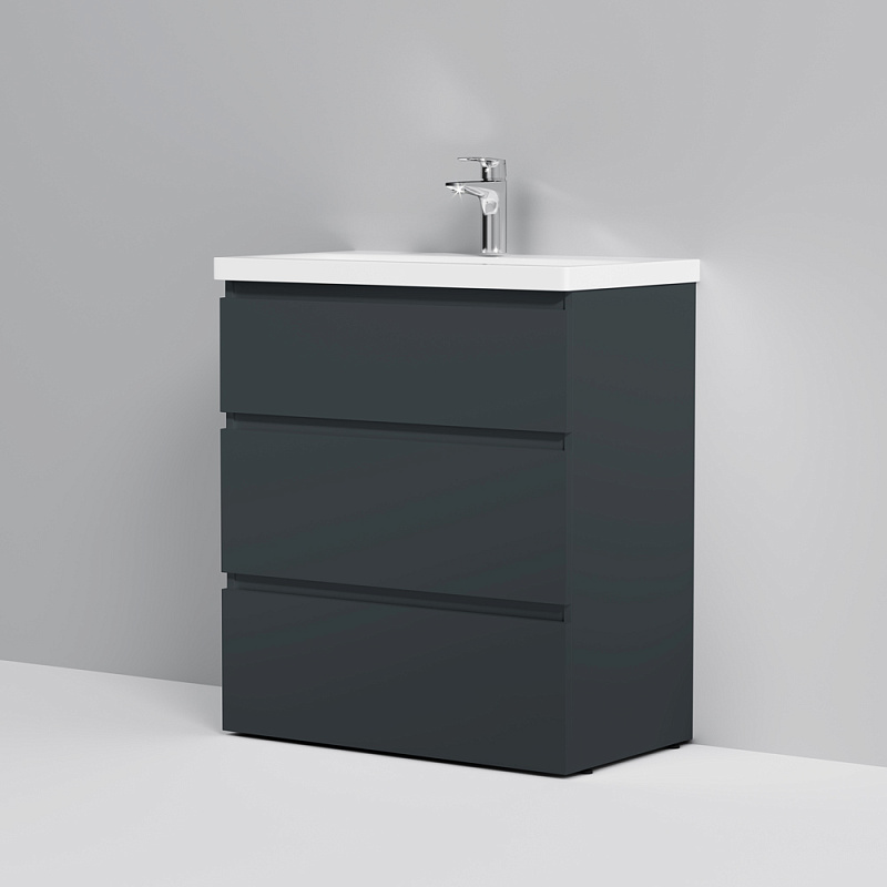 M91FSX0752GM База под раковину напольная 75 см 3 ящика графит матовый AM.PM Gem S  - Вид №6