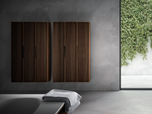 Подвесная колонна для ванной комнаты из грецкого ореха с дверцами