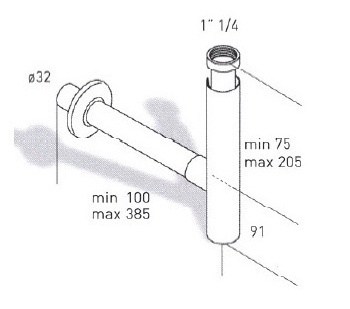 Cифон для раковины MIGLIORE ML.RIC-10.114, хром, Ø32 ML.RIC-10.114.CR - Вид №1