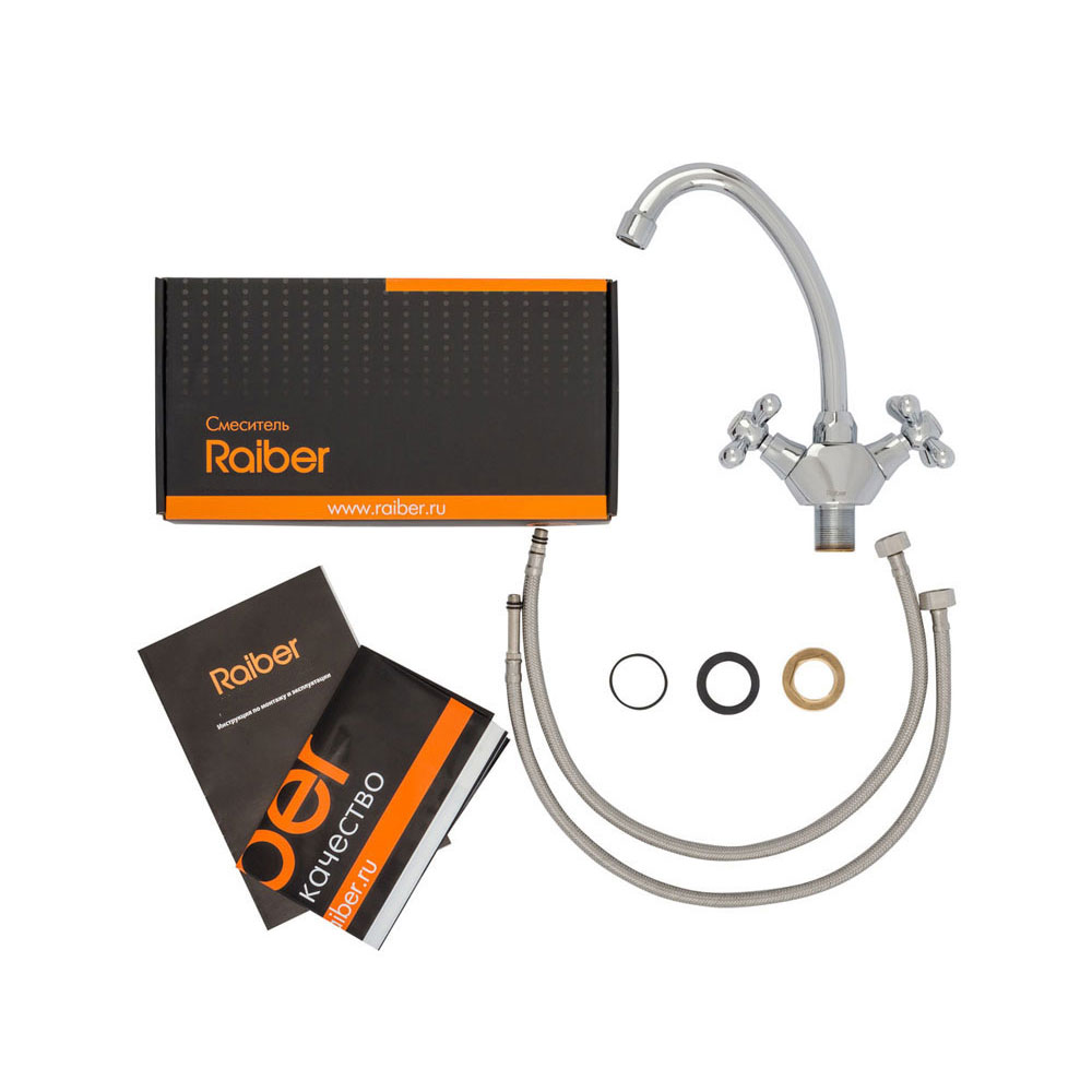 R2001 Смеситель для кухни с двумя рукоятками Raiber Classic - Вид №4