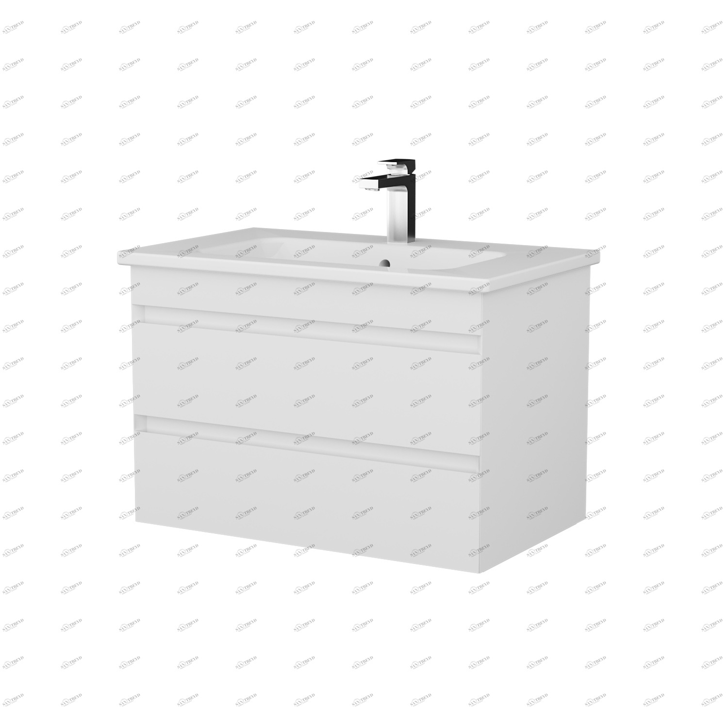 Тумба MAJESTY, 80 см, подвесная, 2 ящика, белый глянец DREJA 83741