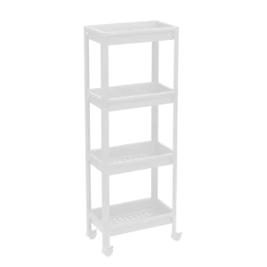 Этажерка для ванной комнаты широкая на колесах Vikea 39x23.4x105.5 см цвет белый 87818865 STLM-2135983