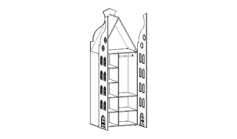 Шкаф-домик детский двухдверный "Амстердам-2-XL" МАНДАРИН АМСТЕРДАМ 179566 Голубой Santreyd  - Вид №3