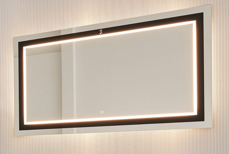 FSB 451203(899/312) Puris Urban Loft, зеркало с LED подсветкой и диммером 1200 мм, цвет черное стекло 