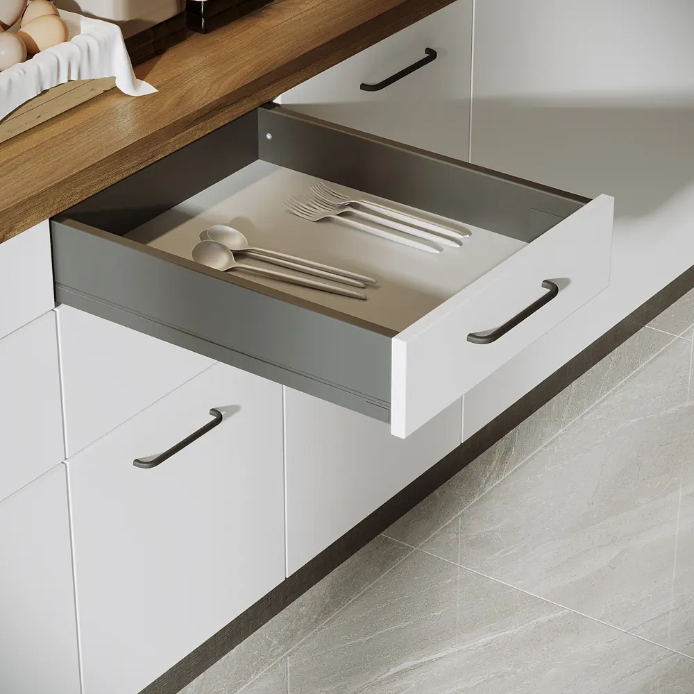 Выдвижной ящик с доводчиком 40x11x50 см KONSENSA ЛДСП/металл цвет серый Flowbox STLM-2141883