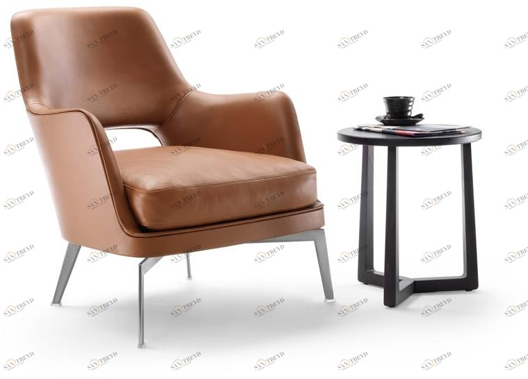 Flexform Кожаное кресло с подлокотниками sun-id-1452652