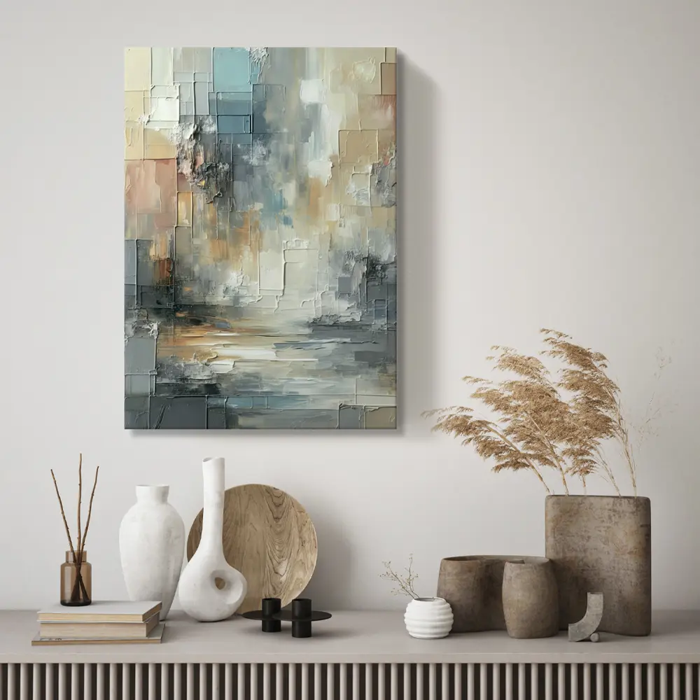 Santreyd Абстрактная картина в серо-белых тонах 50×70 см 89394678 STLM-1460880 - Вид №3