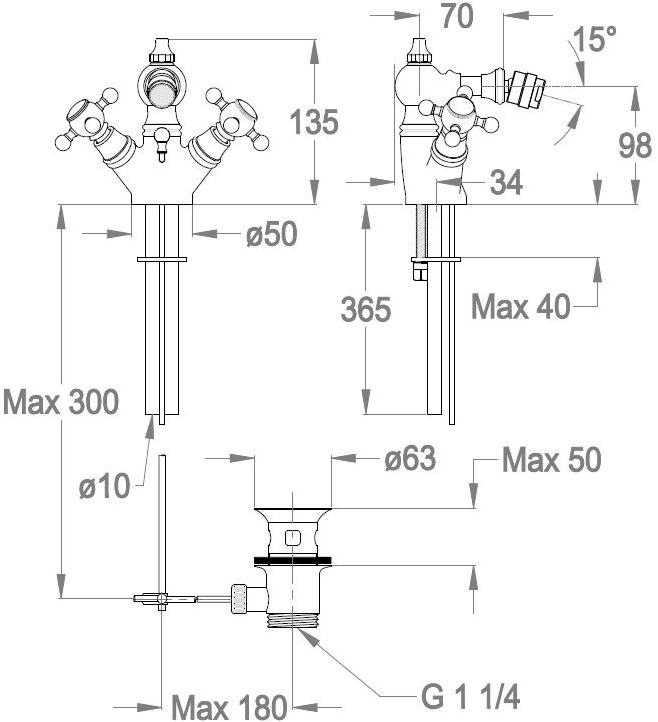 Fir Italia Смеситель для биде на столешнице Melrose 20 2022105 - Вид №1