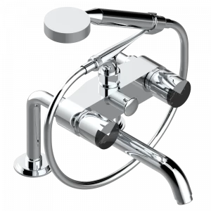 G2I-13G Смеситель для ванны/душа устанавливаемый на борту на два отверстия с душем и шлангом - 150 мм между центрами Thg-paris Le 9 Nero Marquina Хромированный