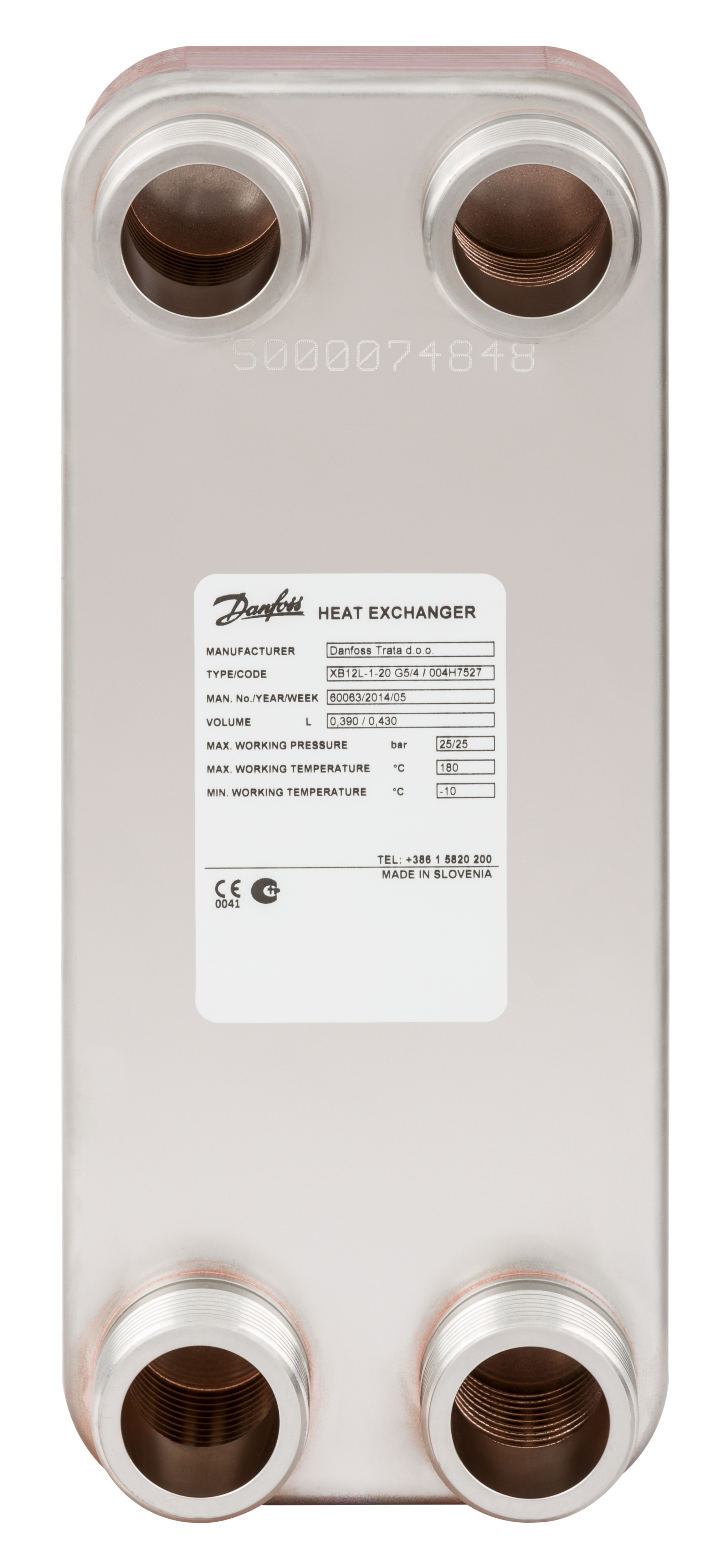 Danfoss Паяный пластинчатый теплообменник одноходовой серии XB12 XB 12M-1-40 PN25 паяный ТО G1 004H7679  - Вид №74