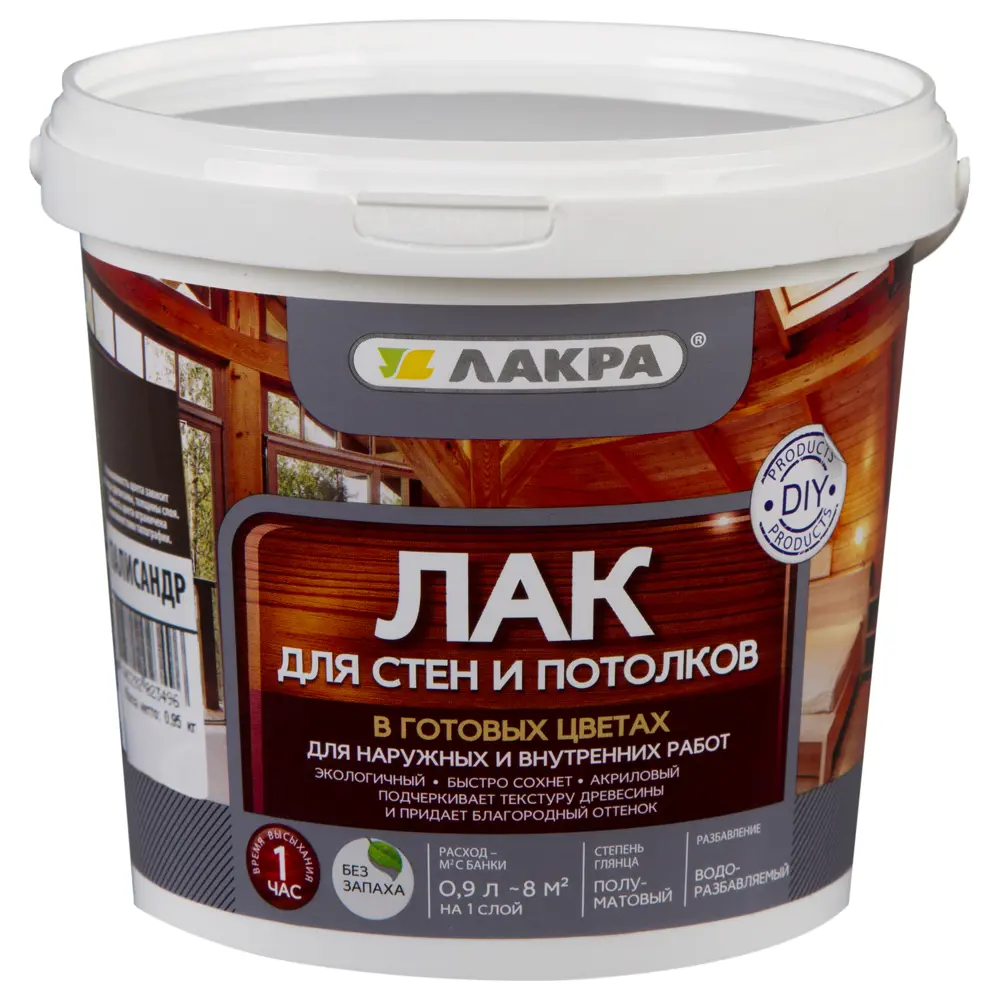 Лак тонированный для стен и потолка Лакра цвет палисандр 0.9 л STLM-2112995 - Вид №2