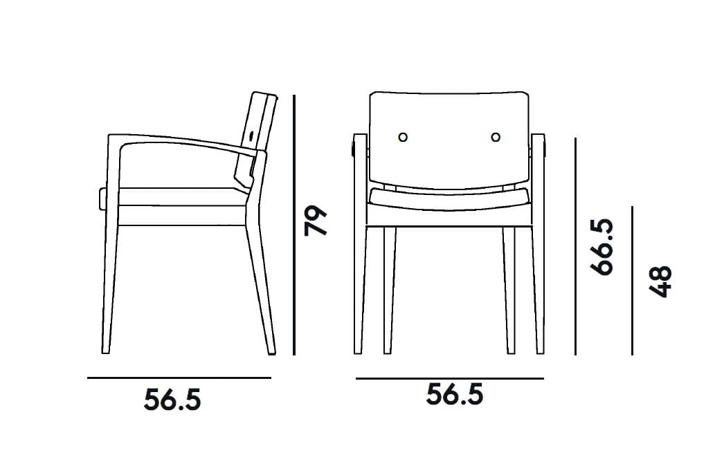 Мягкий стул из бука с подлокотниками Billiani Eileen ARCH-00084186 - Вид №3