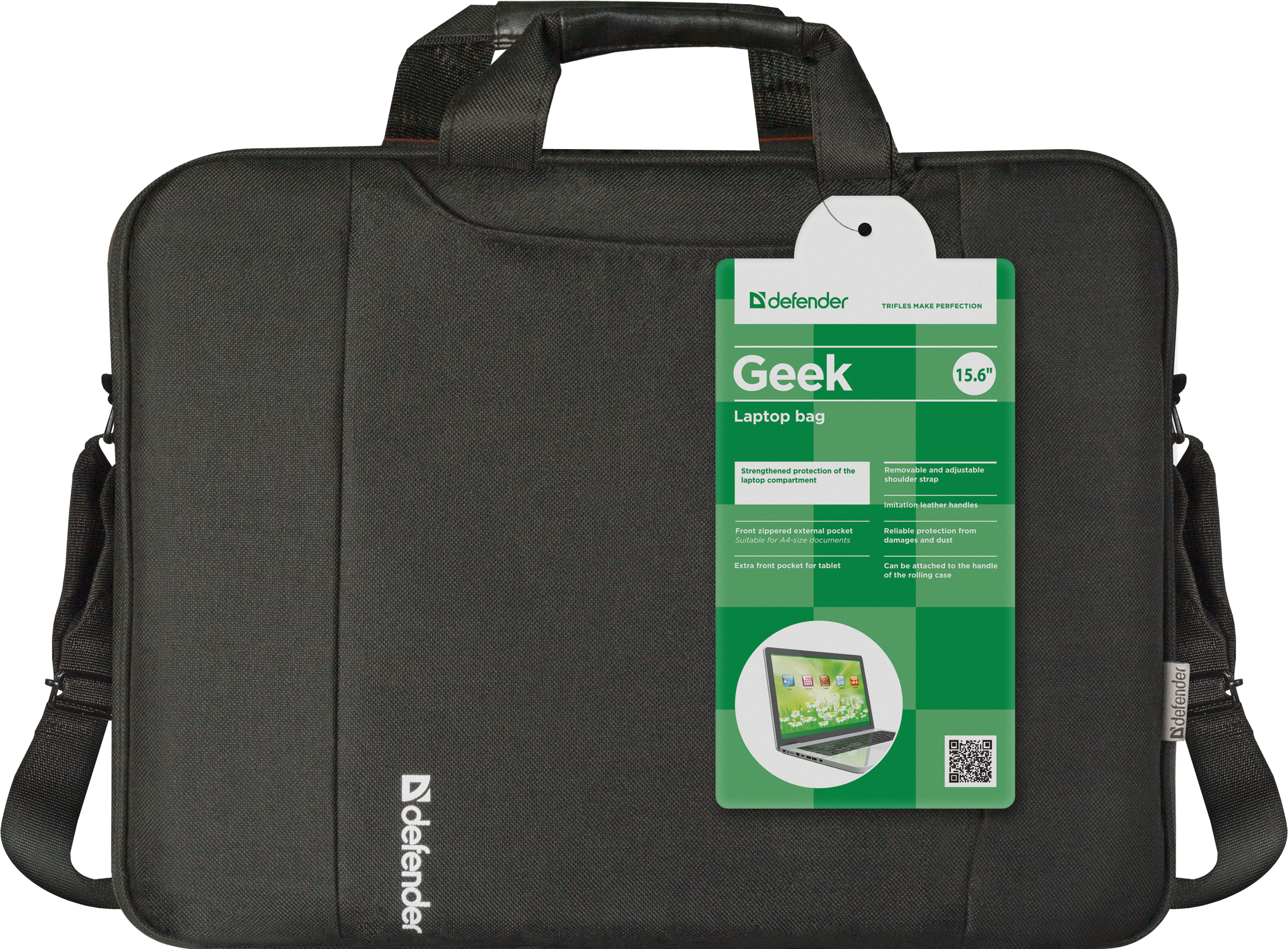 26084 сумка для ноутбука geek 15.6" черный, карман Defender Santreyd  - Вид №7