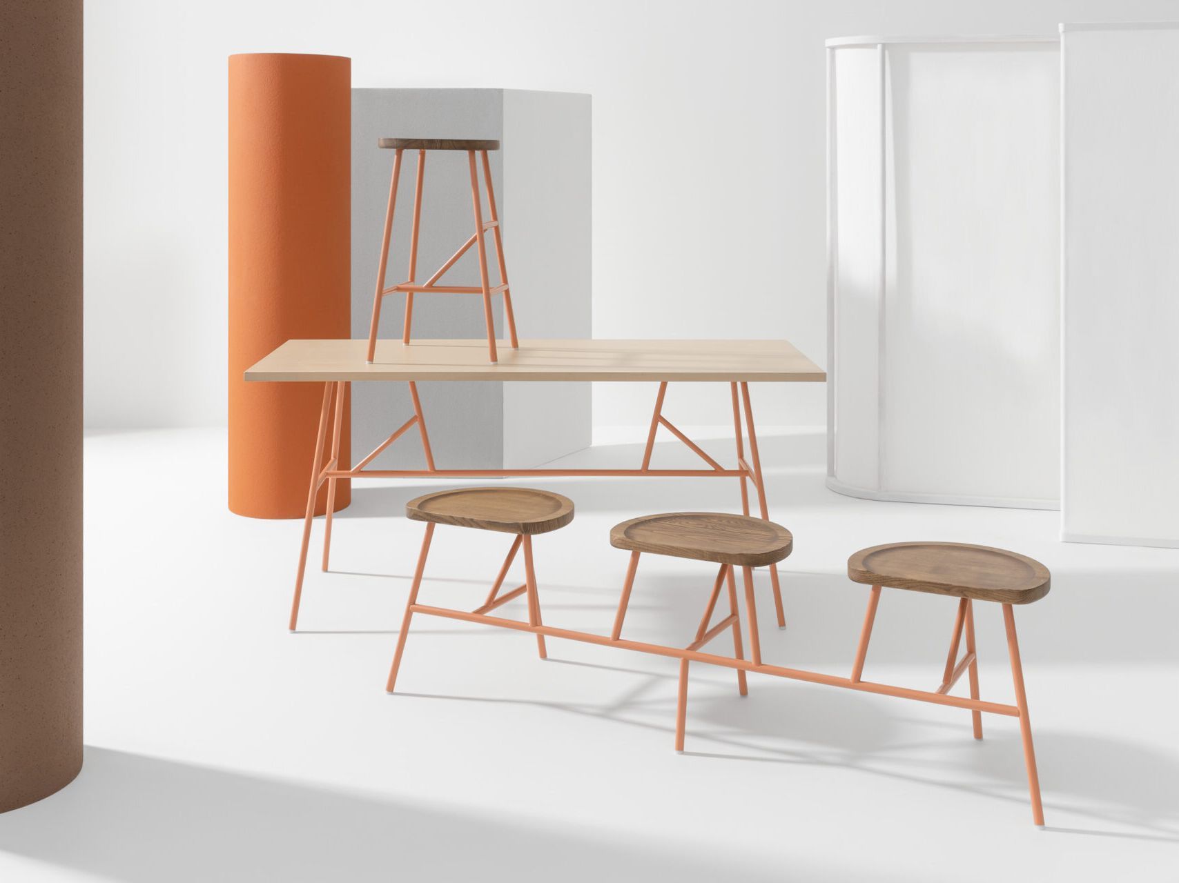 Скамейка из стали и ясеня Billiani Puccio ARCH-00114592 - Вид №1