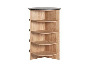 Высокий круглый журнальный столик из дуба