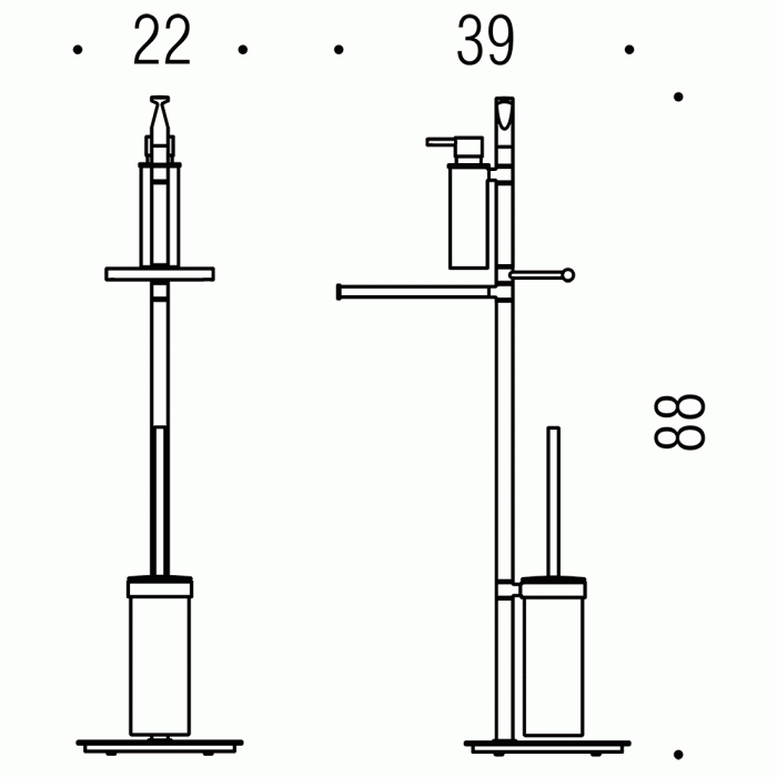 B9849 Стойка напольная (ёршик, полотенцедержатель, дозатор, держатель ТБ) COLOMBO PLANETS Colombo Design - Вид №3