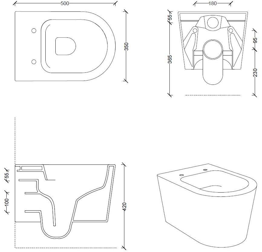 22300101 Подвесной унитаз настенный Белый Alice Ceramica Form Италия - Вид №10