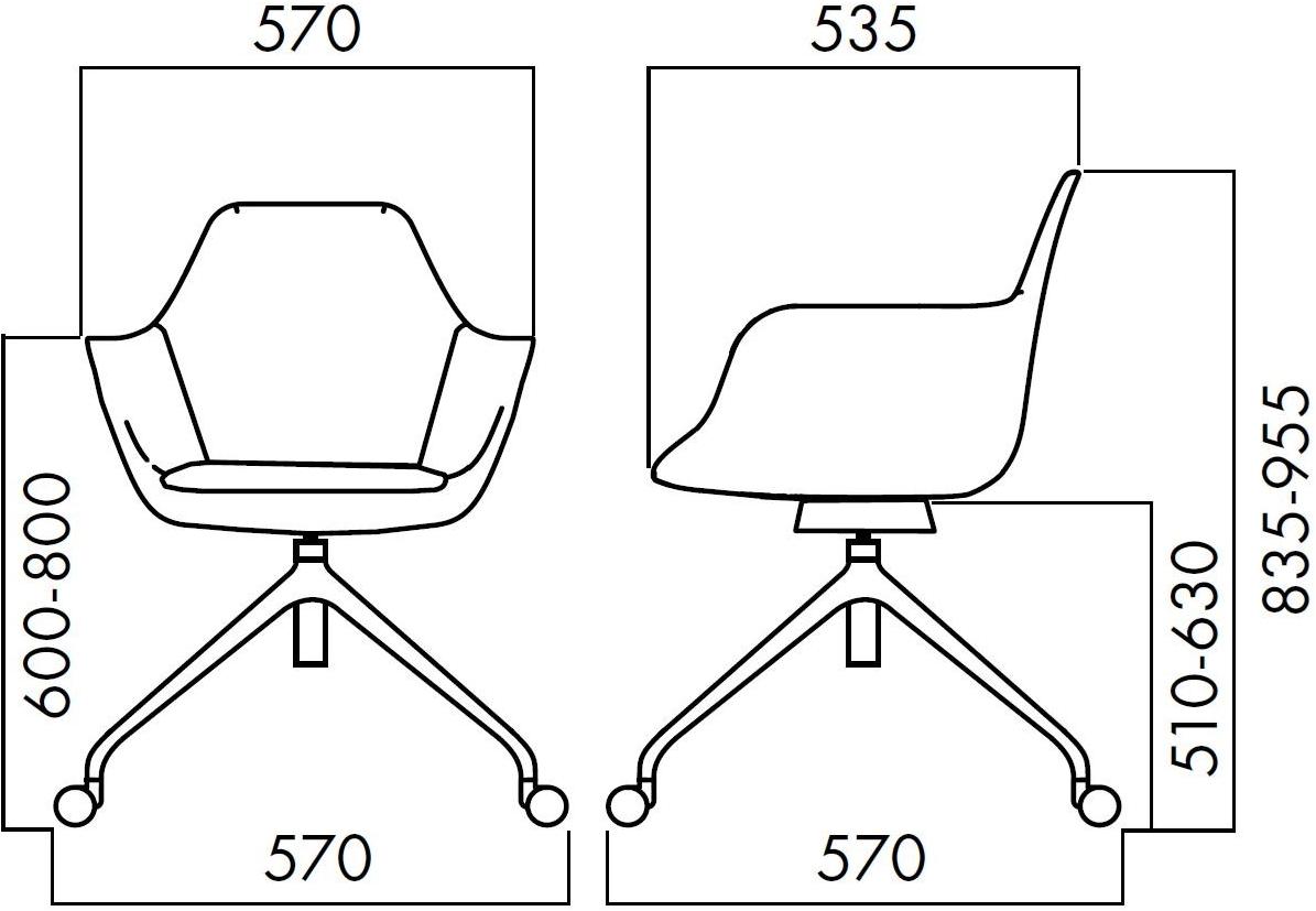 ALMA DESIGN Кожаное вращающееся кресло на эстакаде на колесиках Y chair 2097 - Вид №2