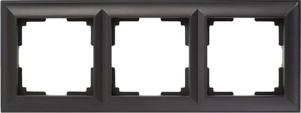 Рамка WERKEL Fiore для трёх розеток — элегантное объединение в чёрном матовом исполнении 82125350