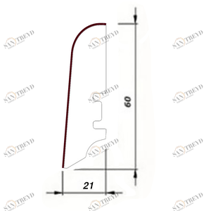 Плинтус Tecnorivest Шпонированный Прямой Со Скосом 60х21 Мербау 2500х60 мм 1010001127