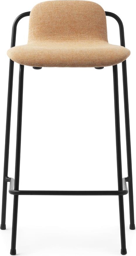 601938 Барный стул 65 см, полная обивка, черная сталь / лен Main Line Normann Copenhagen Studio - Вид №1